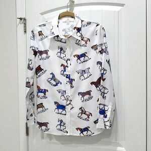 Jean-Pierre Klifa Racehorse Lightweight Button Down Shirt,  Size Medium